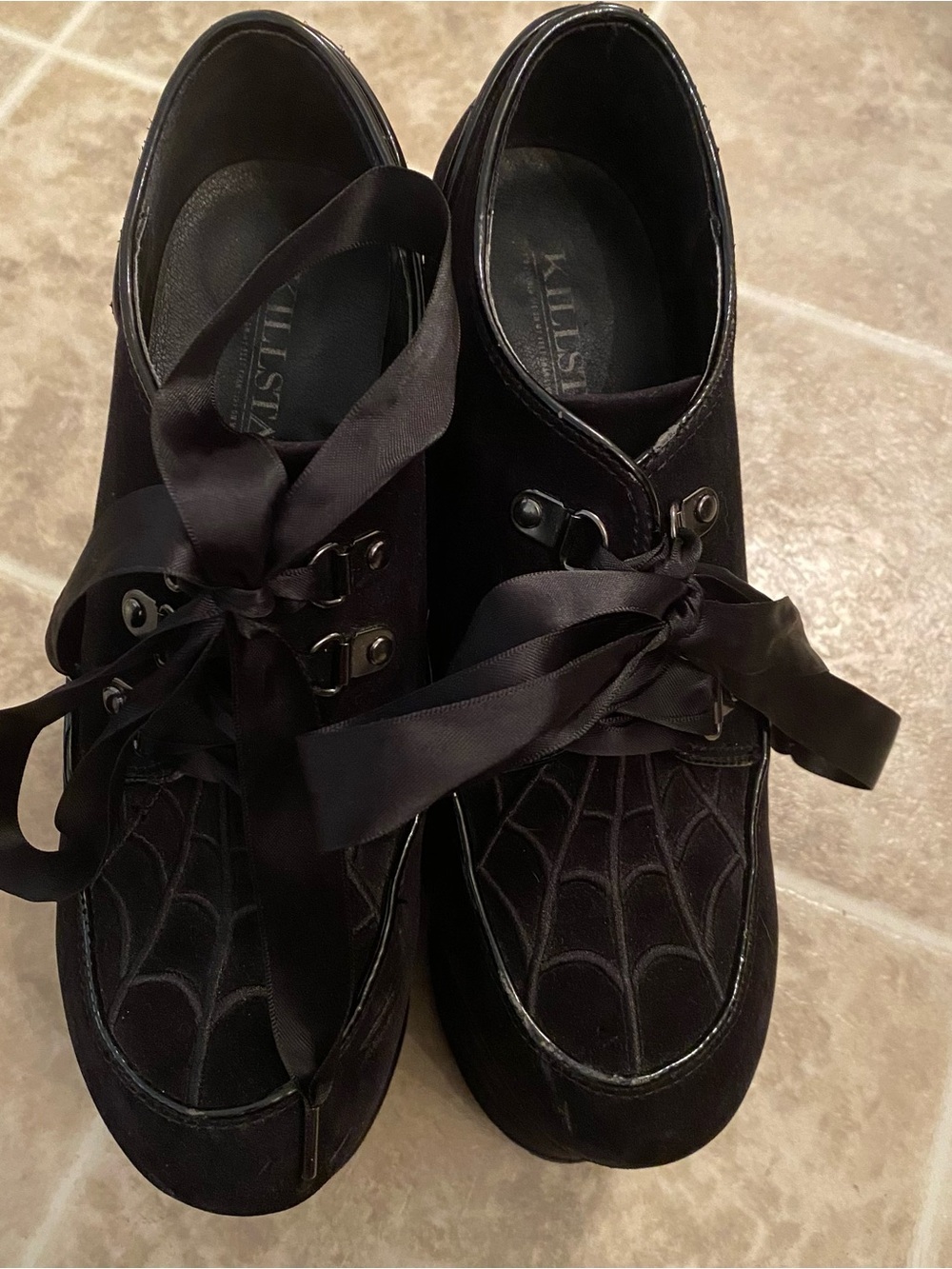 Killstar Just Buried Velvet spiderweb Platforms US 8